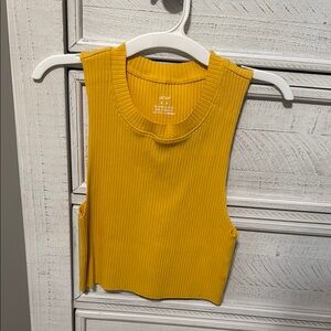 Aerie Yellow Ribbed Crop Tank Top